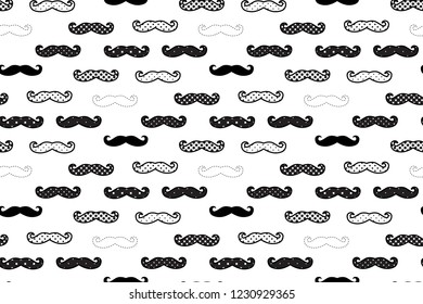 Seamless pattern with mustache. vector 