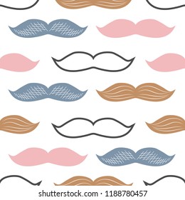 Seamless pattern mustache. Vector illustration for printing on textiles, clothes, dishes, Souvenirs, banner.