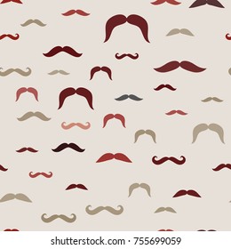 Seamless pattern with mustache in vintage style