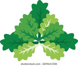 Seamless pattern of mustard green leaves and stems, designed as a vibrant green vector background for food and health concepts.
