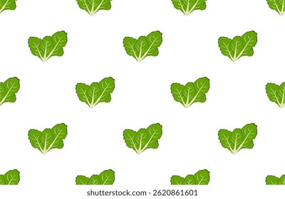 seamless pattern with mustard greens on white background. vegetables pattern.