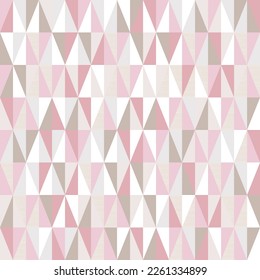 Seamless pattern in muted pink, gray, beige tones with rhombuses on a white square background. Scandinavian and vintage motifs in all interior items.