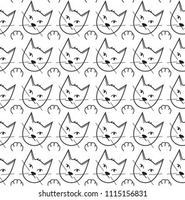 Seamless pattern with muzzle and cat's claw.