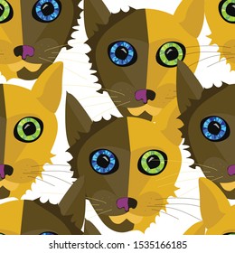 Seamless pattern muzzle cats isolated