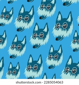 seamless pattern with muzzles of dogs in flat style. pattern with the head of a stylized dog. pet patterns for print and digital use. 