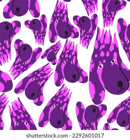 seamless pattern with muzzles of dogs in flat style. pattern with the head of a stylized dog. pet patterns for print and digital use. 