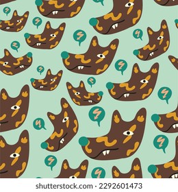 seamless pattern with muzzles of dogs in flat style. pattern with the head of a stylized dog. pet patterns for print and digital use. 