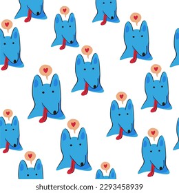 seamless pattern with muzzles of dogs in flat style. pattern with the head of a stylized dog. pet patterns for print and digital use. 