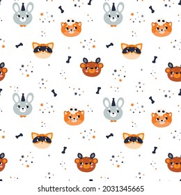 Patrón sin foco con boquillas para Halloween al estilo escandinavo