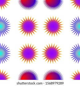 Seamless pattern, mystical colorful suns
