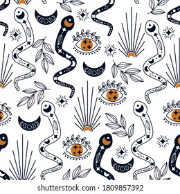 seamless pattern with mystical elements - vector illustration, eps