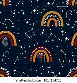 seamless pattern with mystical rainbow - vector illustration, eps