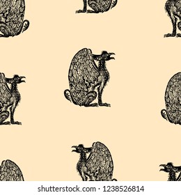 Seamless pattern of mythological griffins