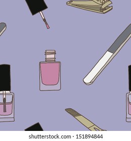 Seamless pattern of Nail care and polish