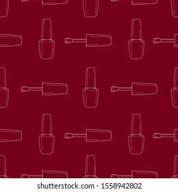 Seamless pattern nail polish bottle in black and white colors. Texture for banner, flyer, poster or print, websites, web design, mobile app on white background.