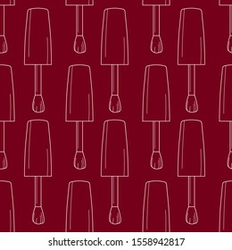 Seamless pattern nail polish bottle in black and white colors. Texture for banner, flyer, poster or print, websites, web design, mobile app on white background.