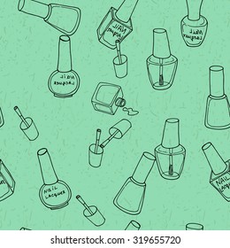 Seamless pattern with nail polish. Fashion vector illustration
