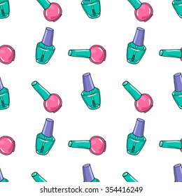 Seamless pattern with nail polish. Fashion vector illustration