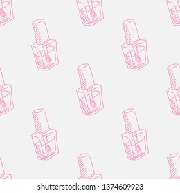Seamless pattern of nail polish hand drawn fashion vector illustration