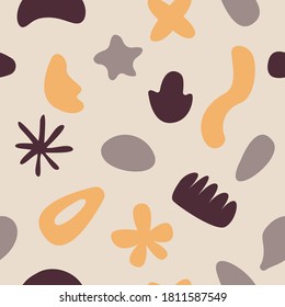 Seamless pattern with naive doodle smooth organic shapes for textile, print or fabric. Abstract background with natural shapes