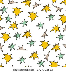 Seamless pattern with naive stars in hand drawn style.Element for decoration design print background backdrop wrapping wallpaper banner textile