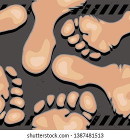 seamless pattern with naked feet, variations of human soles on dark flat background with grunge effects, ideal for print, textile, web, and other designs, eps10 vector illustration