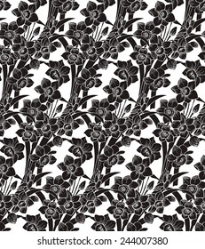Seamless Pattern Narcisse Black & White