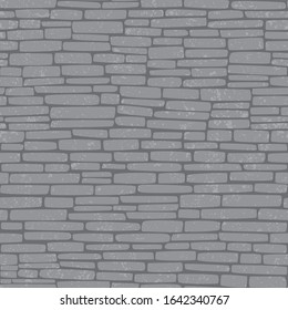 Seamless pattern. Narrow long gray bricks. Stone wall . Texture for print, wallpaper, home decor, textile, package design