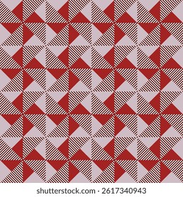 Seamless pattern, narrow square tiles with triangles, windmill pattern inside, vector illustration for various creative projects.