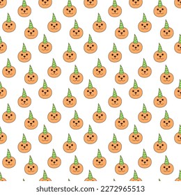 Сute seamless pattern with narwhal muzzle. Color doodle  vector illustration.