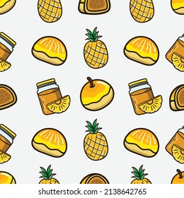 seamless pattern nastar cake and pineapple jam