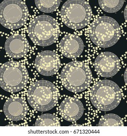 Seamless pattern with natal astrological chart, zodiac signs. vector illustration