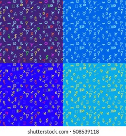 seamless pattern the natal astrological signs of the zodiac and the planets vector illustration