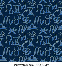 seamless pattern  natal  astrological  zodiac signs. vector illustration