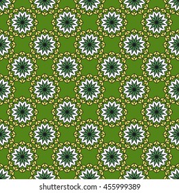 Seamless pattern. National ornament. Circular ethnic ornament Mandala. Hand- drawing. Oriental style, India, Arab, Islam.