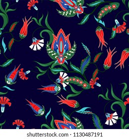 Seamless pattern with national Turkey floral ornament. Vector illustration