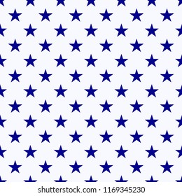 Seamless Pattern National USA Flag with stripes Stars Blue and Red. Pattern suitable for posters, postcards, fabric or wrapping paper.