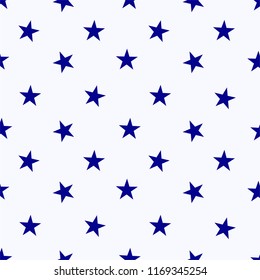 Seamless Pattern National USA Flag with stripes Stars Blue and Red. Pattern suitable for posters, postcards, fabric or wrapping paper.