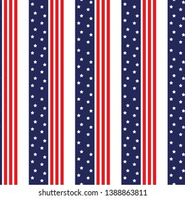 Seamless Pattern National USA Flag with Blue and Red Stars and stripes  Pattern suitable for posters, postcards, fabric or wrapping paper. eps10