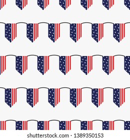 Seamless Pattern National USA Flag with stripes Stars Blue and Red. Pattern suitable for posters, postcards, fabric or wrapping paper. eps10
