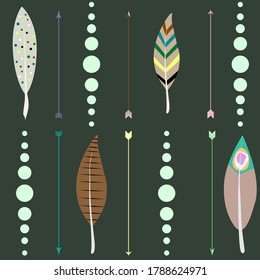 Seamless pattern native american feathers. Background for paper, interior and textile