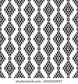 Seamless pattern native geometric aztec navajo vector vintage black and white graphic design for clothing, home decoration, carpet, fabric,wallpaper