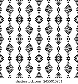 Seamless pattern native geometric aztec navajo vector vintage black and white graphic design for clothing, home decoration, carpet, fabric,wallpaper