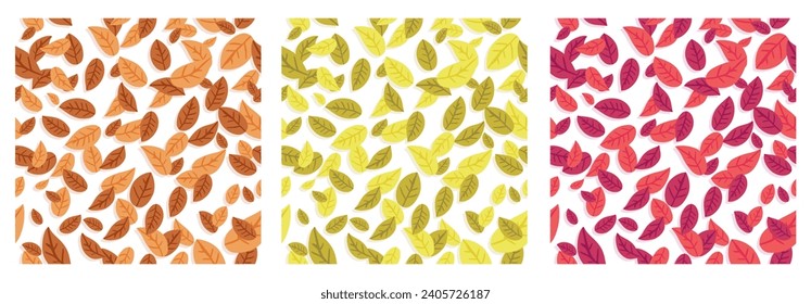 patrón ininterrumpido hojas caídas naturales de árboles forestales, estacional botánica, diseño de papel envolvente, papel tapiz, impresión de tela, ilustración vectorial
