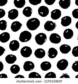 Seamless pattern natural fresh ripe tasty blueberries on white. Blueberry vector seamless pattern. Ink illustration. Berry pattern consisting of beautiful seamless repeat blueberry. 