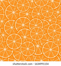 Seamless pattern. Natural fruits. The sliced oranges. Vitamin C. Fresh design