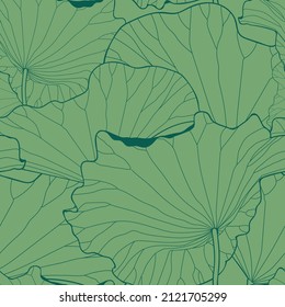 Seamless pattern with natural ornament. Asian lotus flower