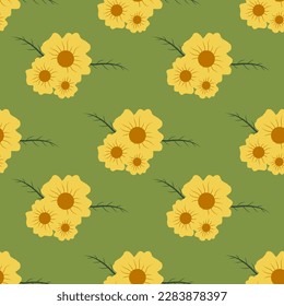 seamless pattern Natural patterns, leaves, yellow flowers, for backgrounds, etc.