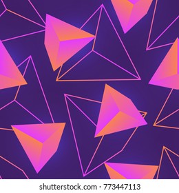 Seamless pattern with natural pink gemstones, mineral crystals or precious and semiprecious faceted stones and their outlines on purple background. Vector illustration for wallpaper, textile print.