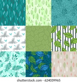 Seamless pattern nature leaves vector illustration.